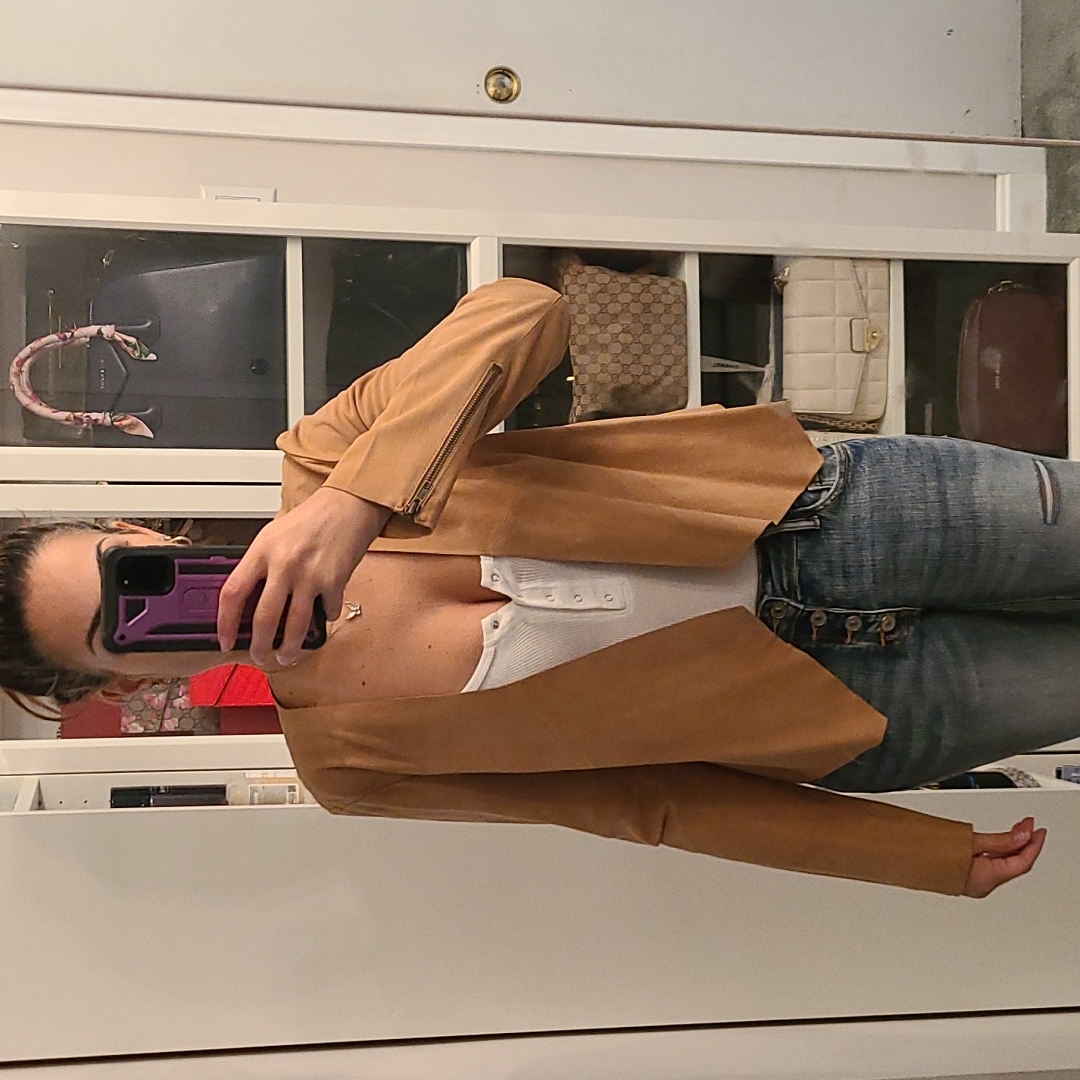 Tan Suede Drape Jacket